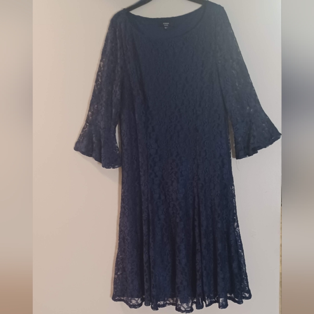 Joanna Hope Fluted Sleeve Navy Lace Maxi Dress / Church Dress / First Lady Dress